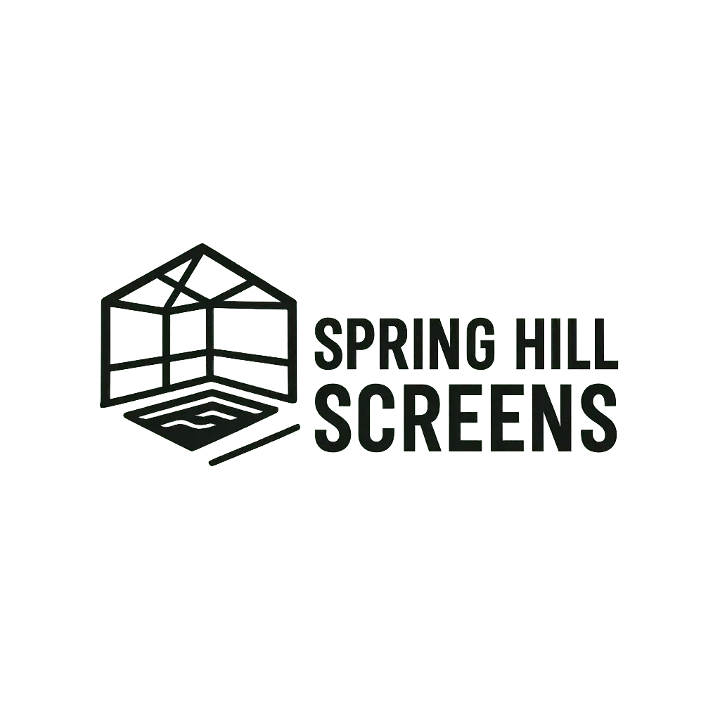 Spring Hill Screens company logo featuring a screened enclosure icon with transparent background