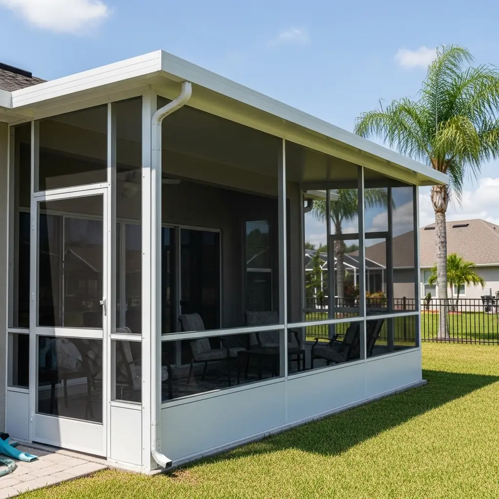 custom lanai enclosure with aluminum frame and screened patio in Spring Hill, FL
