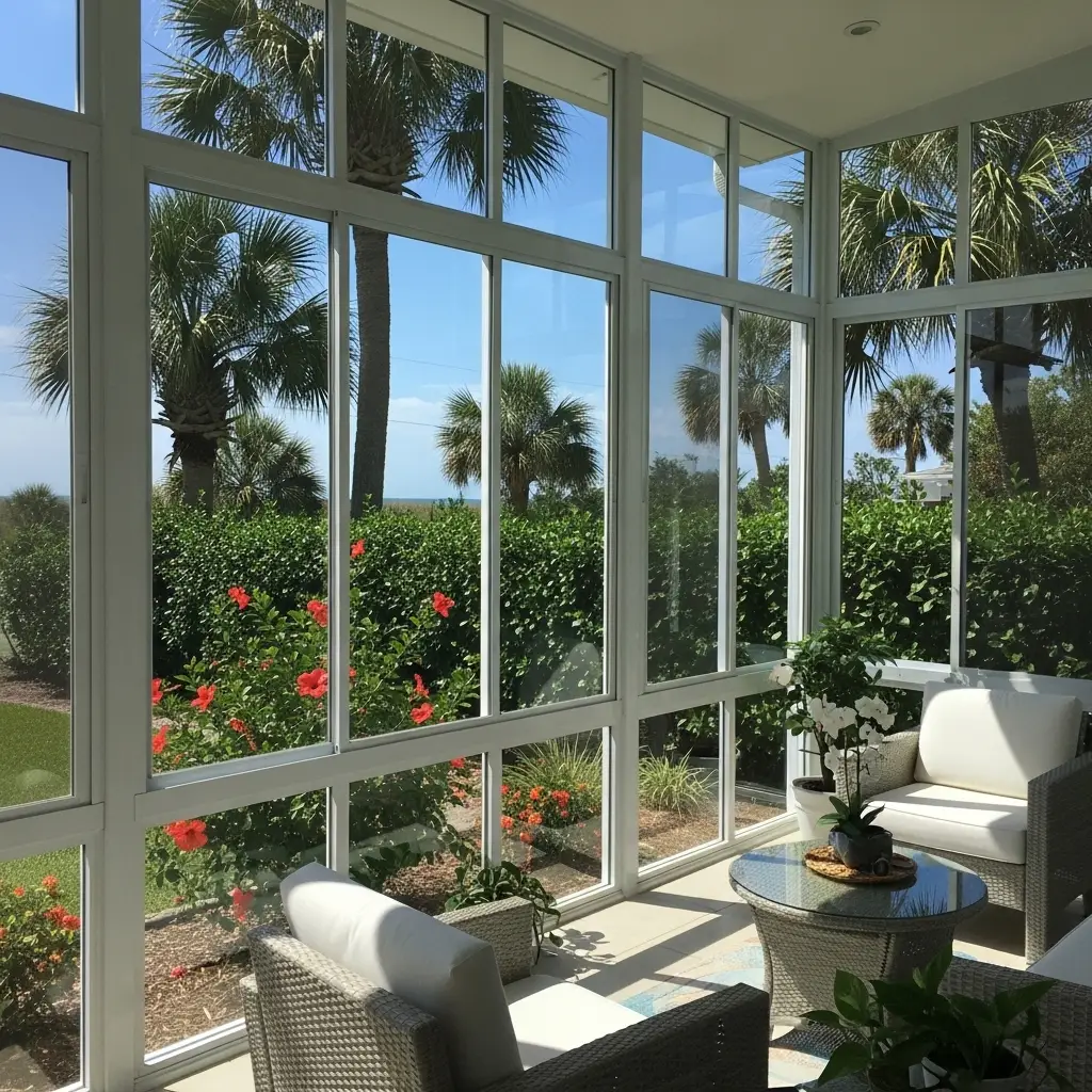 lanai enclosure repair and screen replacement with aluminum framing in Spring Hill, FL